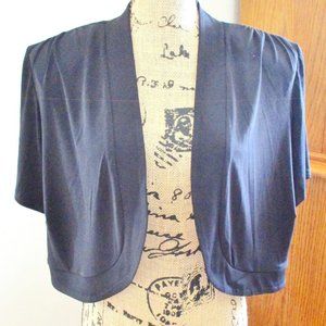 R & K Originals Woman Bolero Cropped Shrug Cardigan Short Sleeve, Black, Size 2X